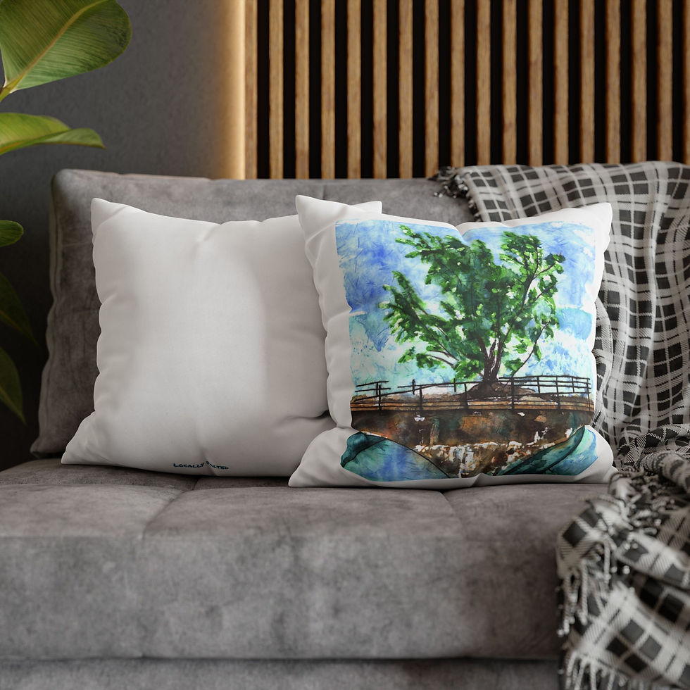 Thumbnail: Fred The Tree  Square Poly Canvas Pillowcase Locally Salted 