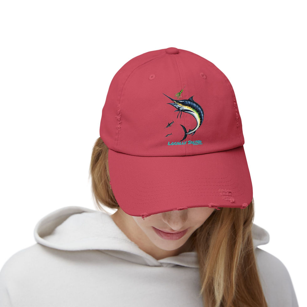Thumbnail: Locally Salted Blue Marlin Unisex Distressed Cap