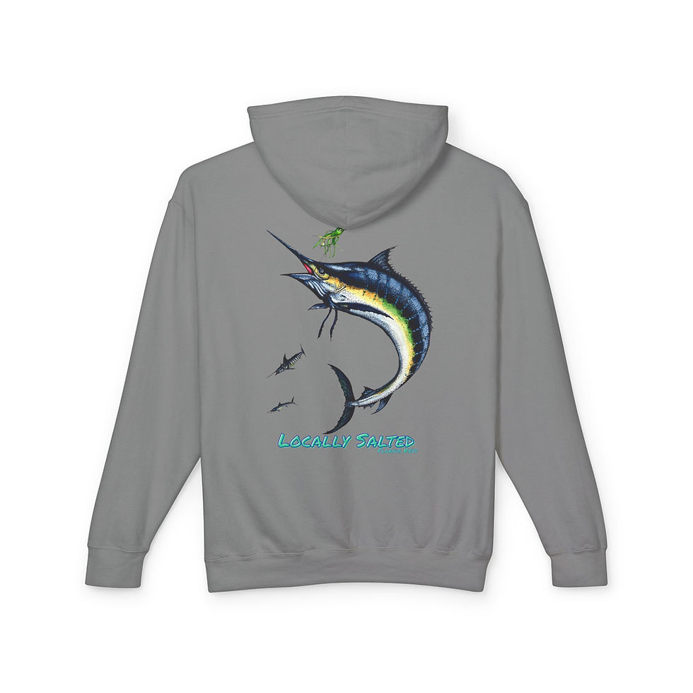 Thumbnail: Locally Salted Blue Marlin Unisex Lightweight Hooded Sweatshirt
