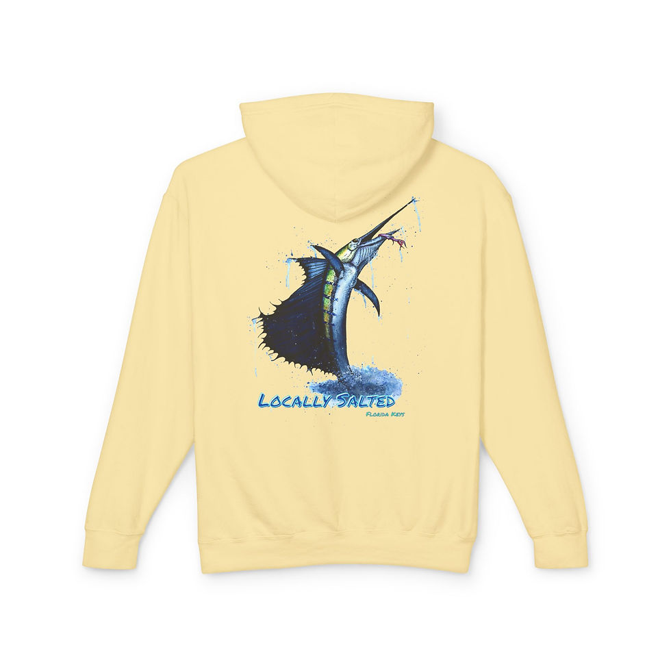Thumbnail: Locally Salted Blue Marlin Unisex Lightweight Hooded Sweatshirt