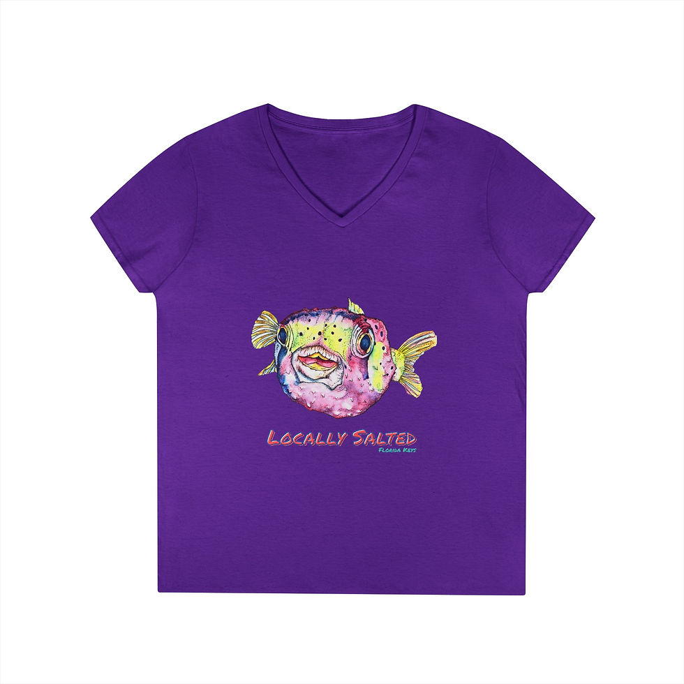 Thumbnail: Locally Salted Fish V-Neck Tee, Fun Summer