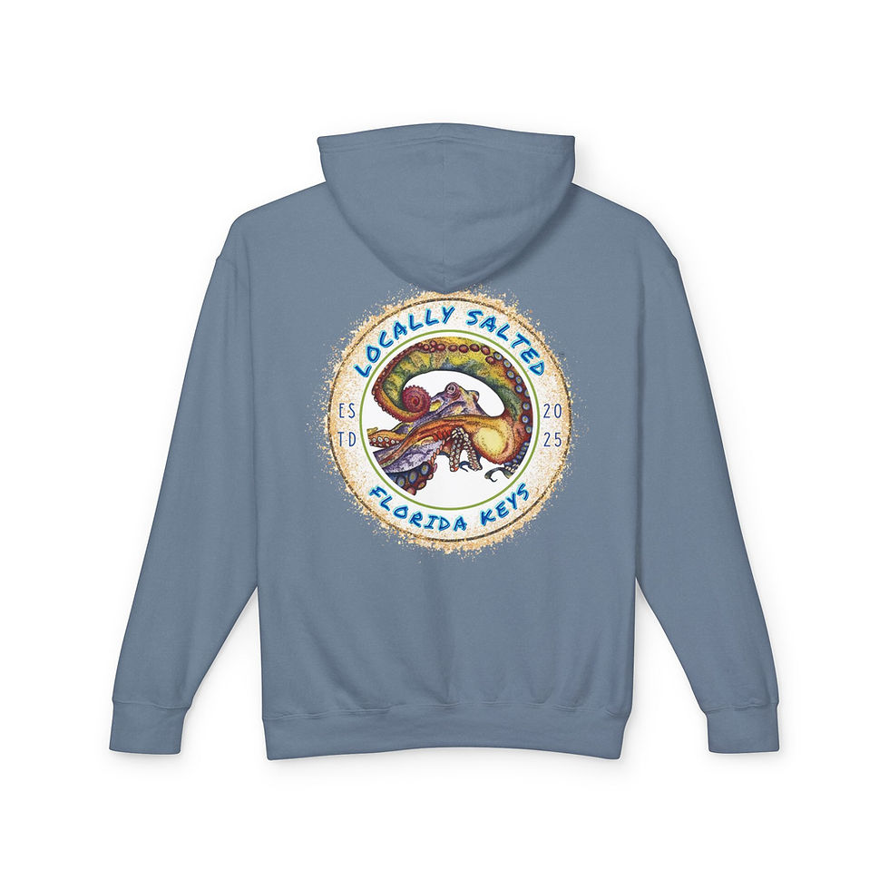 Thumbnail: Locally Salted Crazy Octopus Circle Unisex Lightweight Hooded Sweatshirt