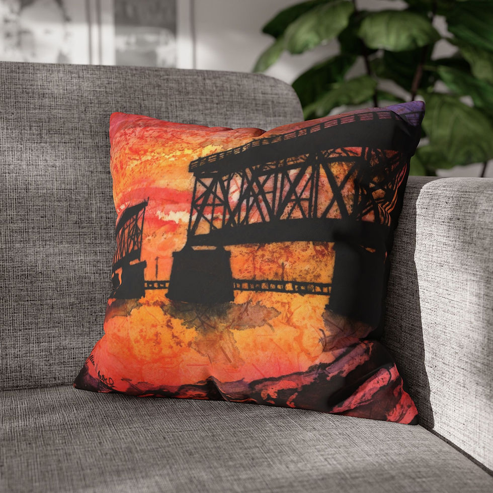 Thumbnail: Bahia Honda Bridge  Square Poly Canvas Pillowcase Locally Salted 