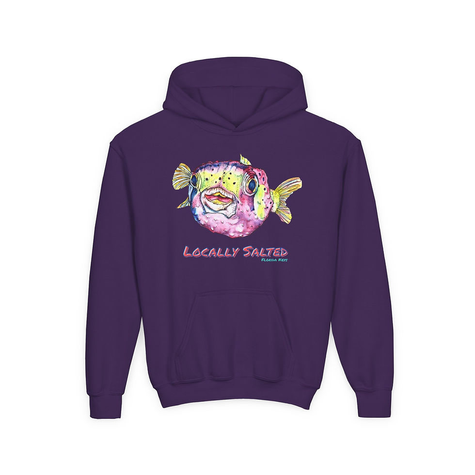 Thumbnail: Locally Salted Pufferfish Youth Hooded Sweatshirt