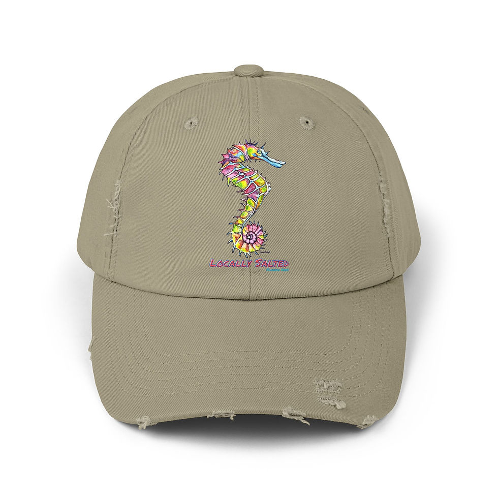 Thumbnail: Locally Salted Seahorse Unisex Distressed Cap