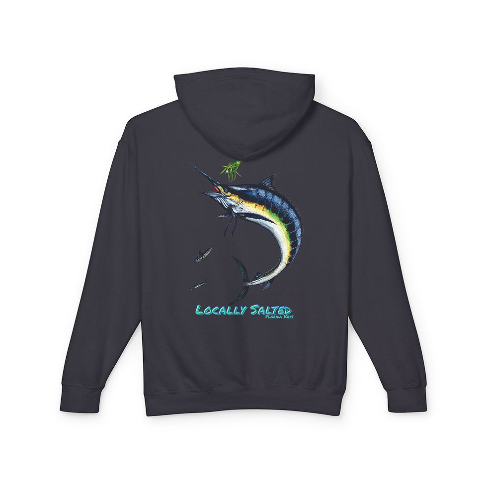 Thumbnail: Locally Salted Blue Marlin Unisex Lightweight Hooded Sweatshirt