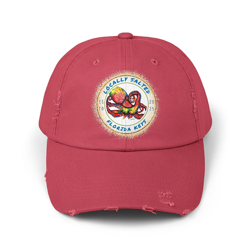 Thumbnail: Locally Salted Octopus Circle Unisex Distressed Cap