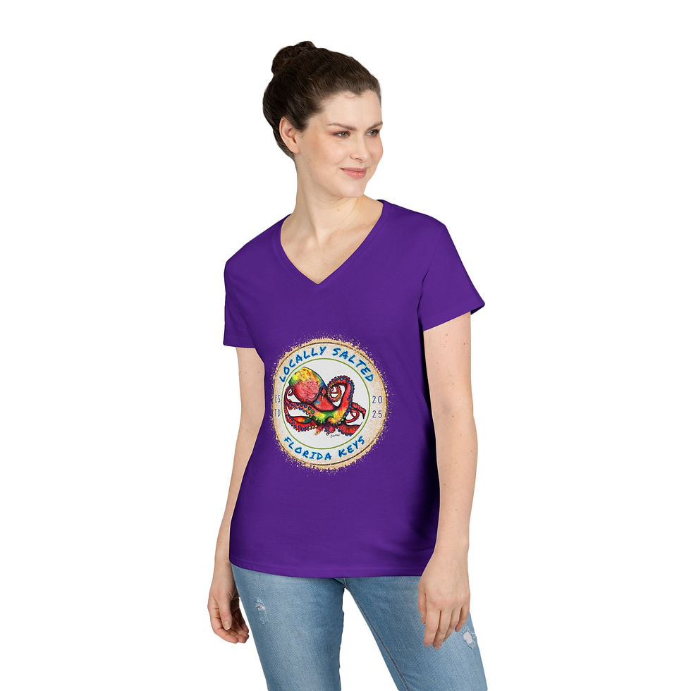Thumbnail: Locally Salted Octopus Ladies' V-Neck T-Shirt