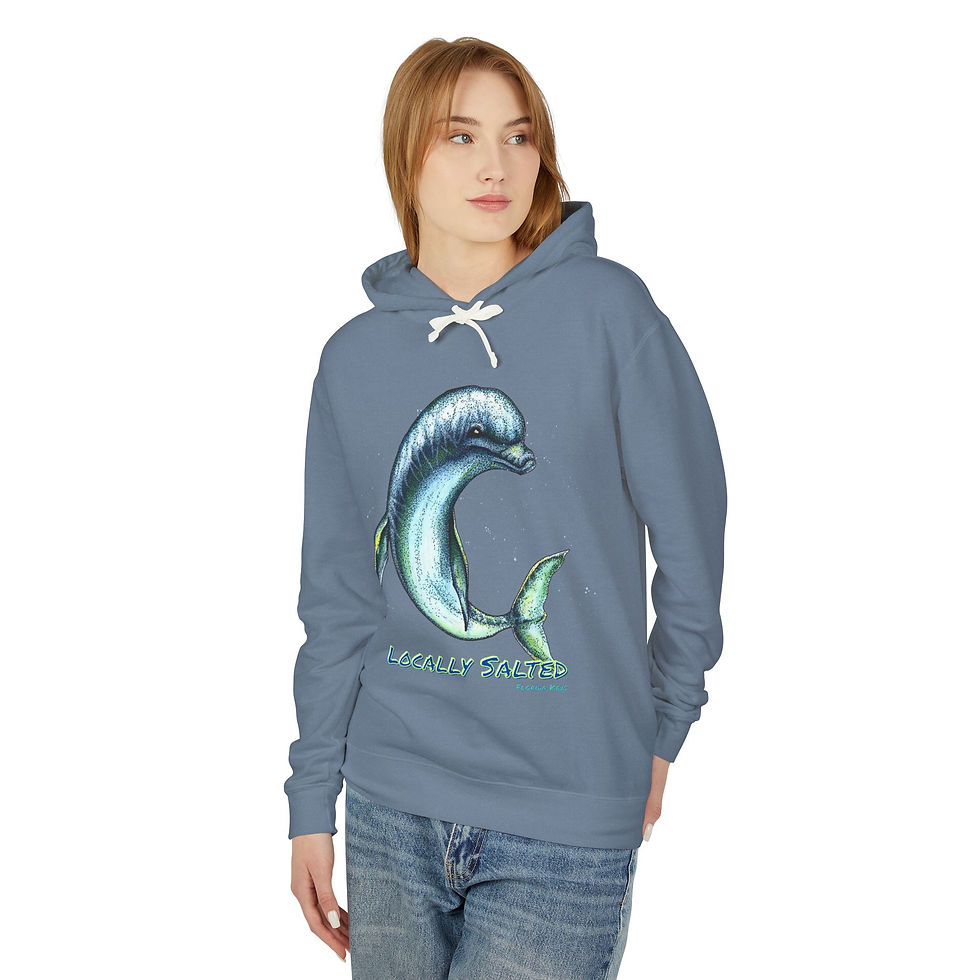 Thumbnail: Locally Salted Blue Dolphin Unisex Lightweight Sweatshirt