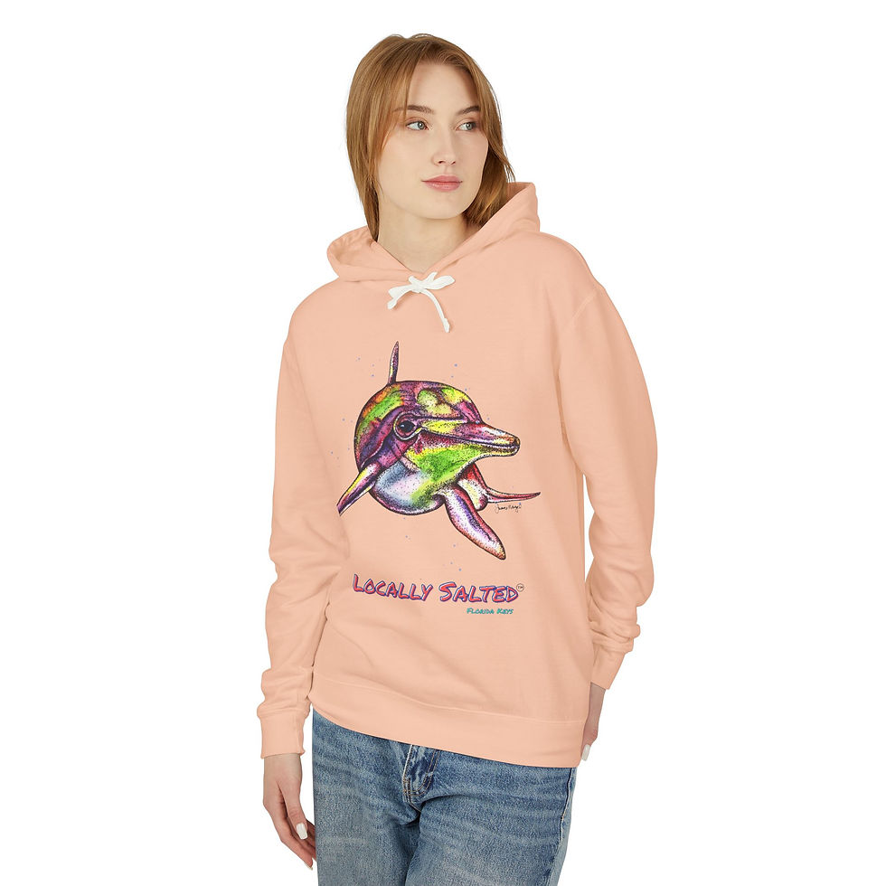 Thumbnail: Locally Salted Dolphin Unisex Lightweight Hooded Sweatshirt