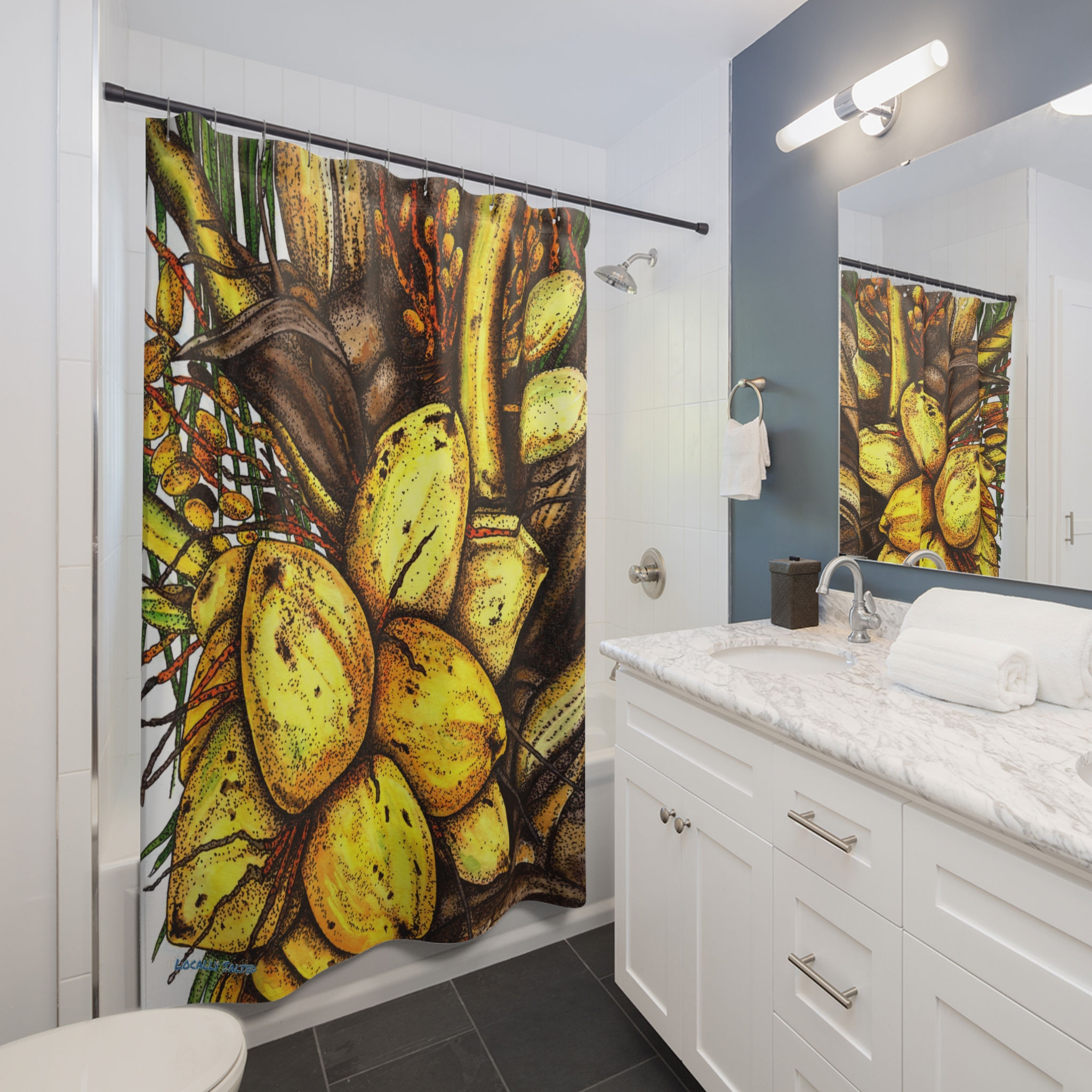  Locally Salted Coconut Palm Shower Curtains