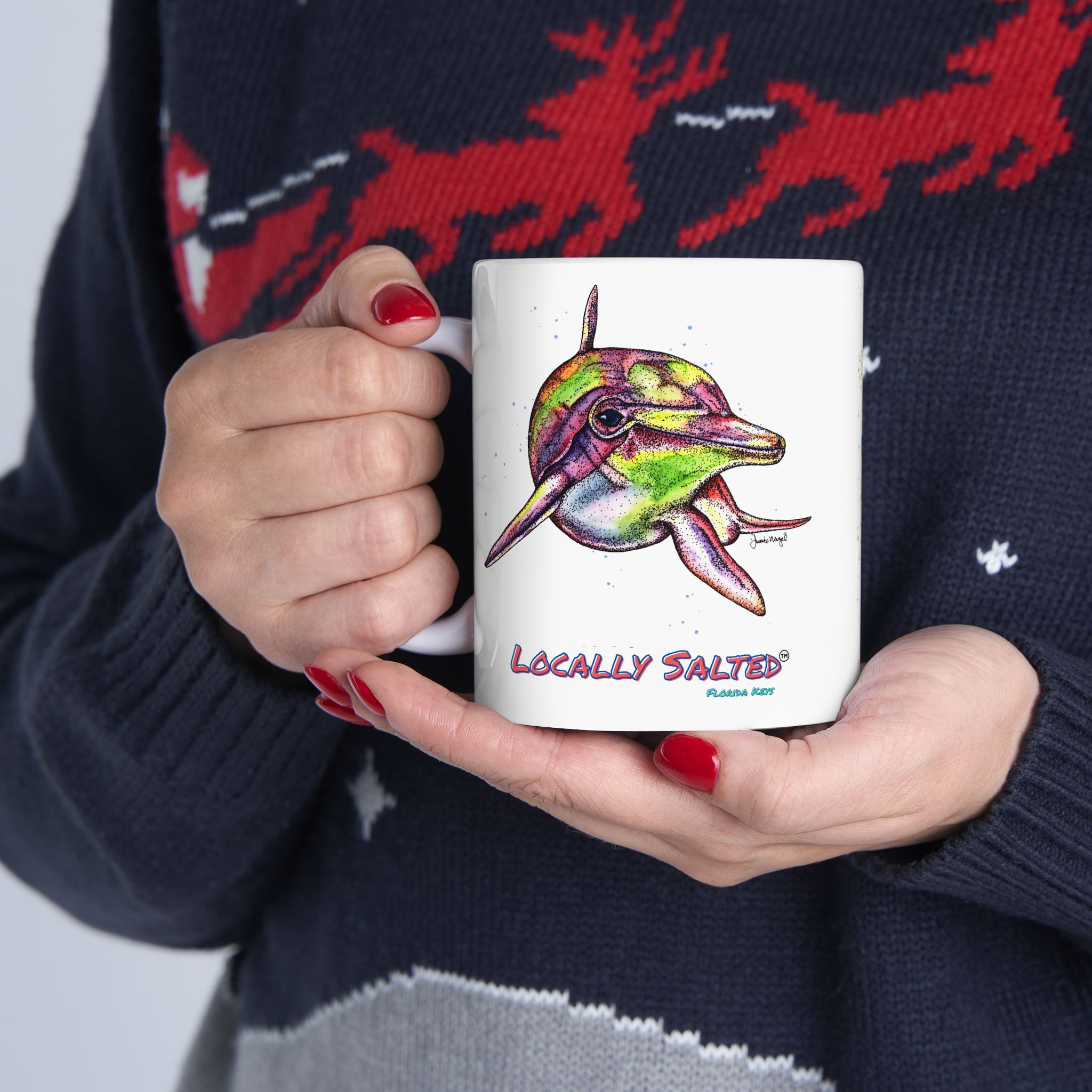 Little Dolphin Ceramic Mug, (11oz, 15oz)