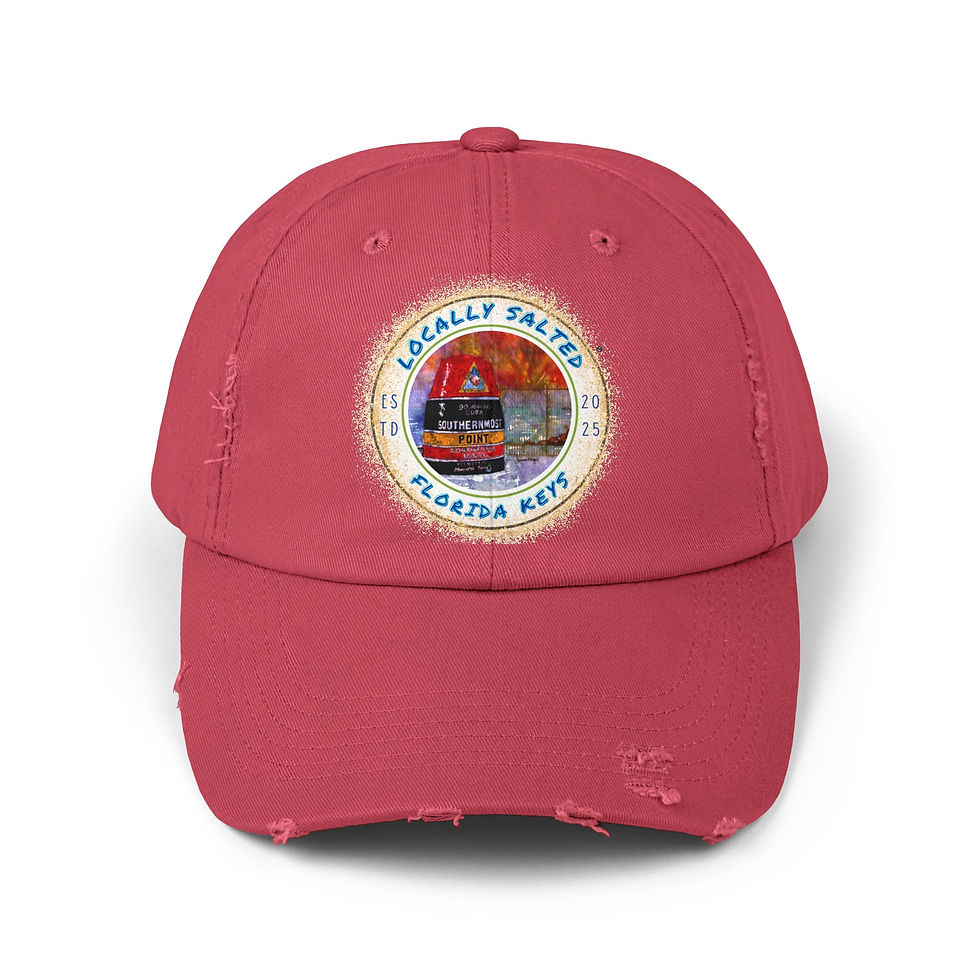 Locally Salted Southern Most Point Unisex Distressed Cap