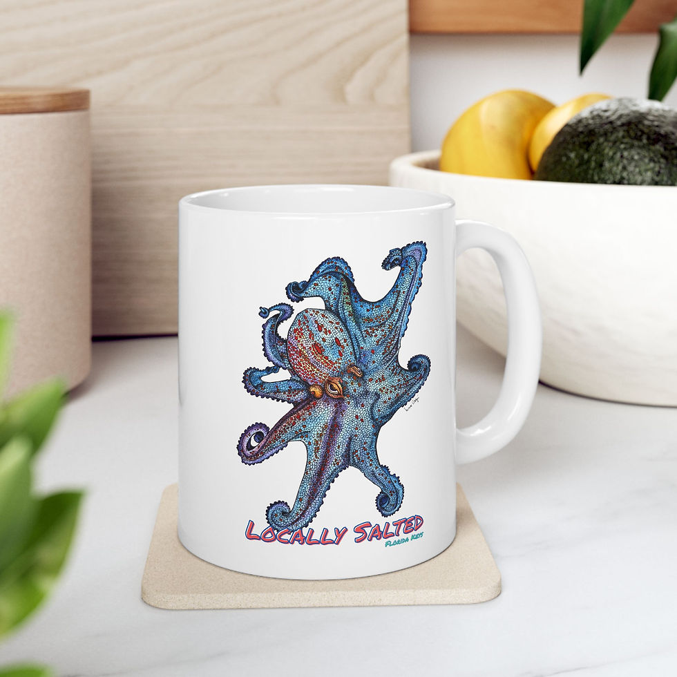 Thumbnail: Blue Octopus Ceramic Mug, (11oz, 15oz)