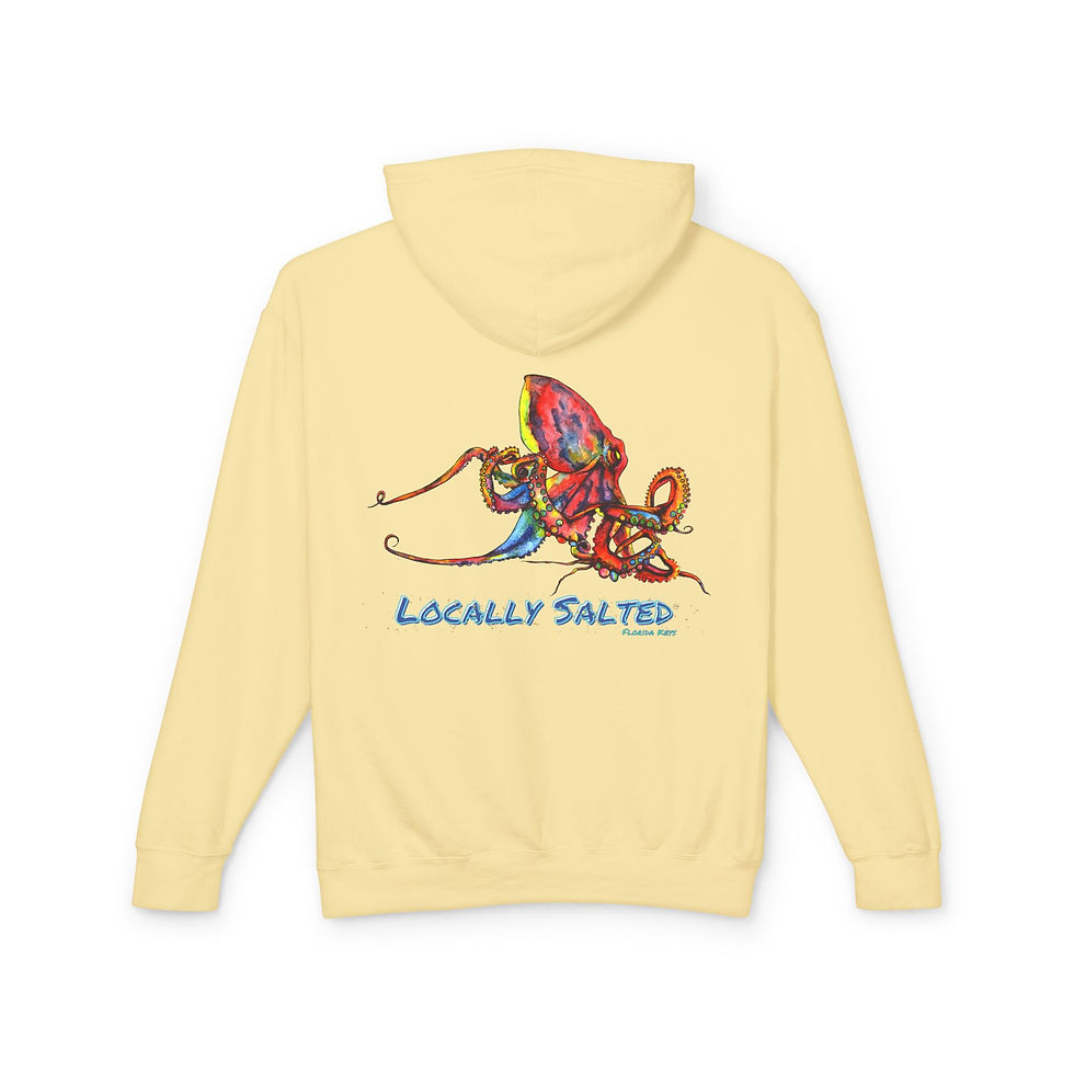 Thumbnail: Locally Salted Octopus Unisex Lightweight Hooded Sweatshirt