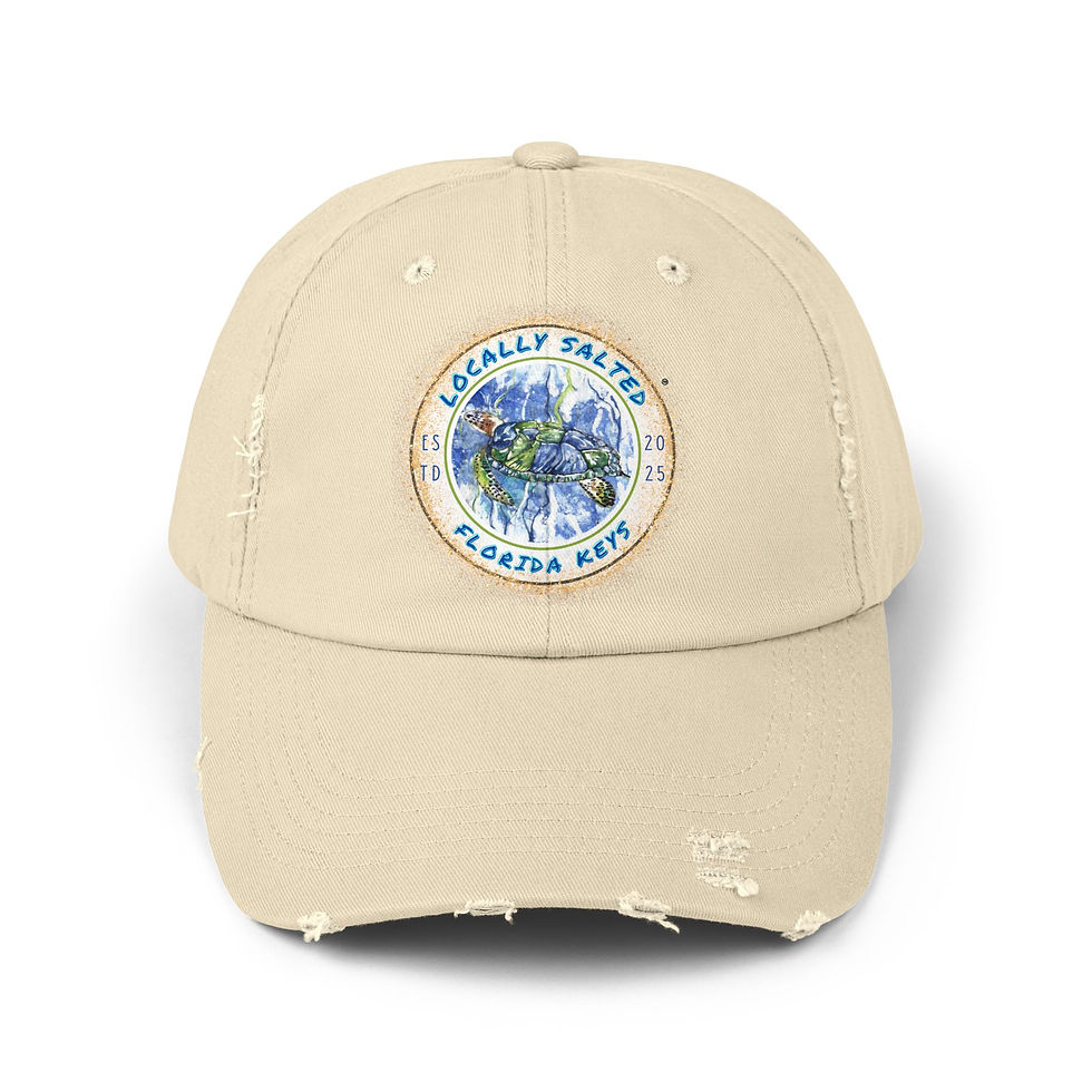 Locally Salted Blue Sea Turtle Unisex Distressed Cap