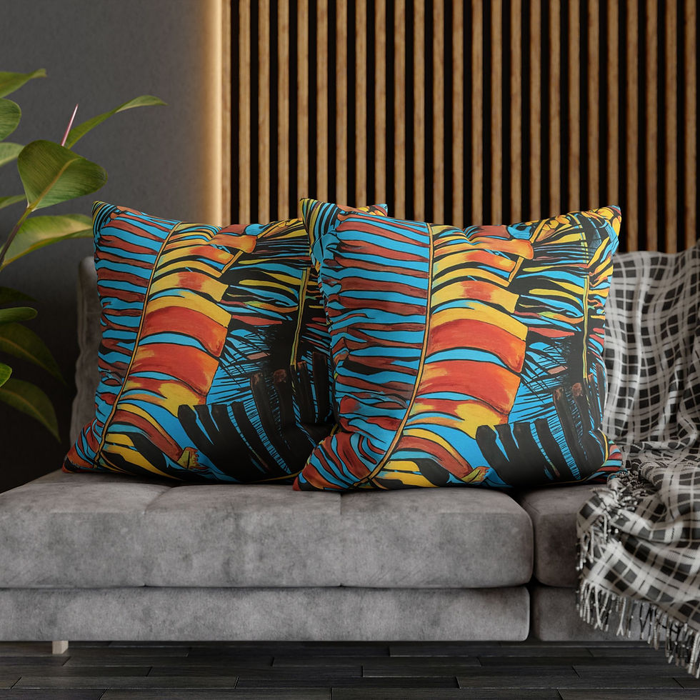 Thumbnail: Palm Leaf Square Poly Canvas Pillowcase Locally Salted 