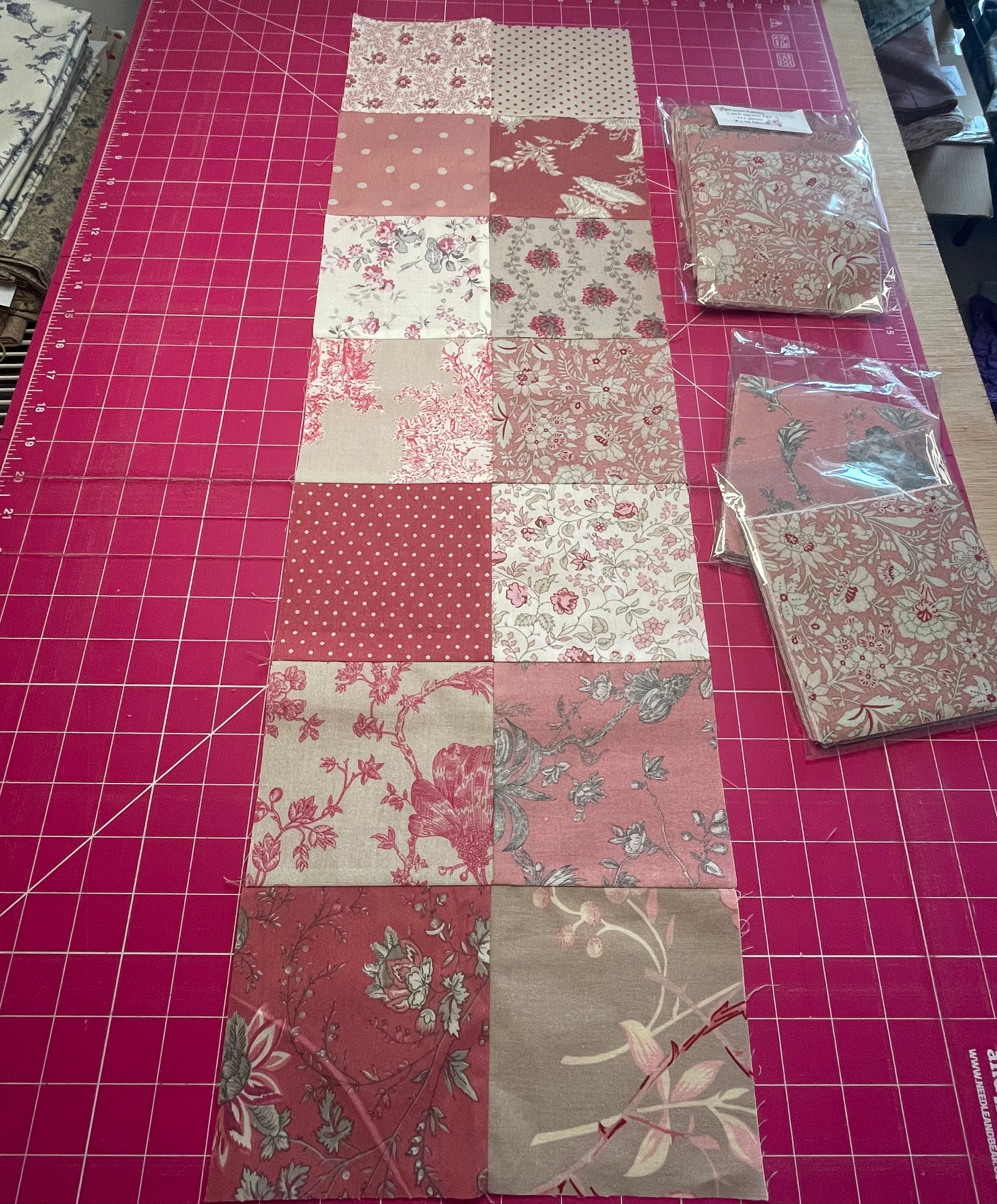 Red French Fancies 5 inch squares 