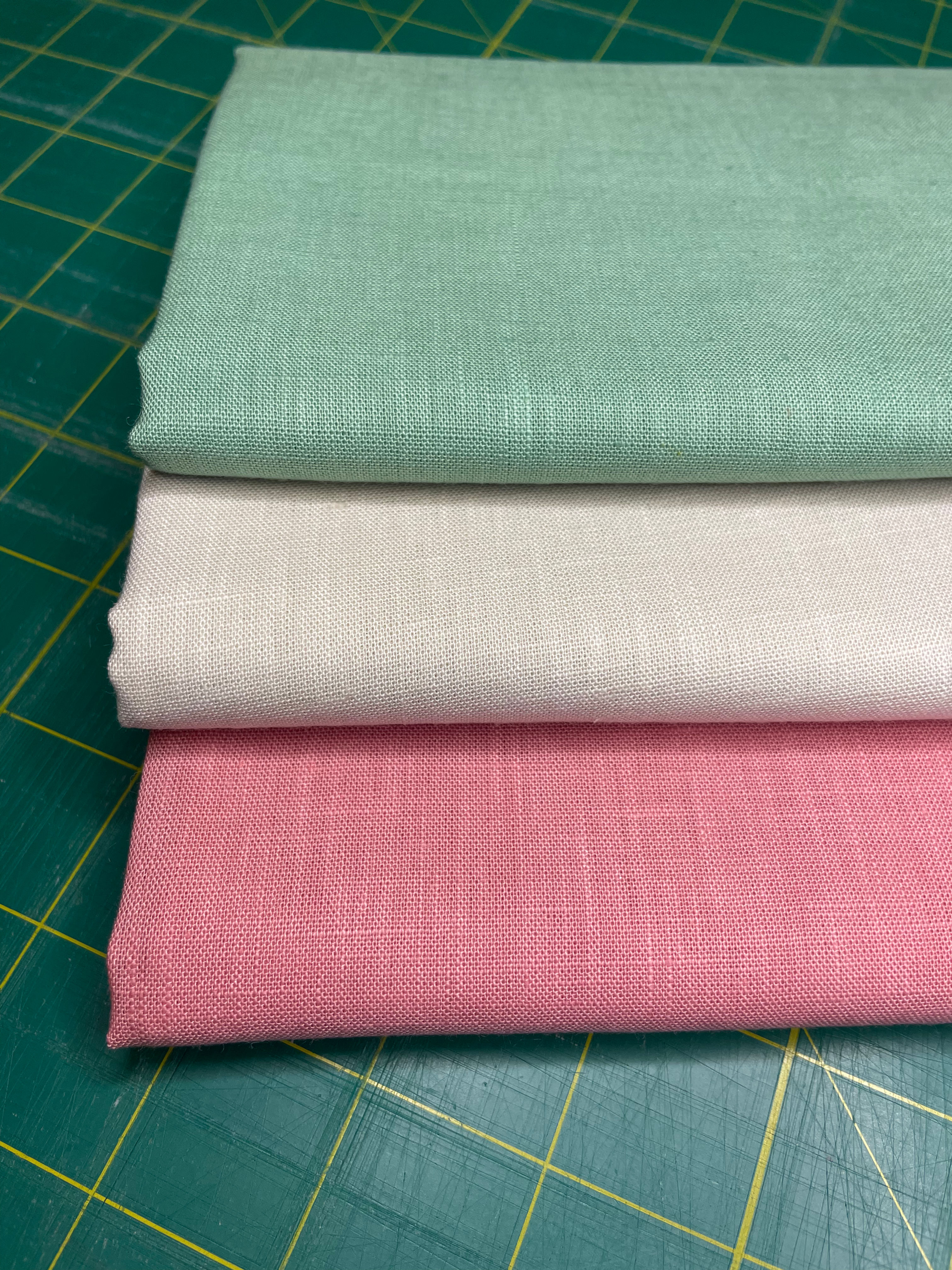 FQ Linen Triple, Pink/Green