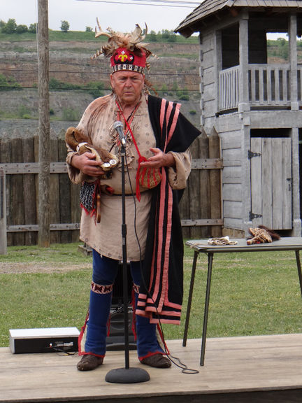 Reenactor in Native American outfit