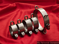 BDSM steel shackles (1.2 wide). 8 attachment loops & screw locking. Custom dungeon bondage