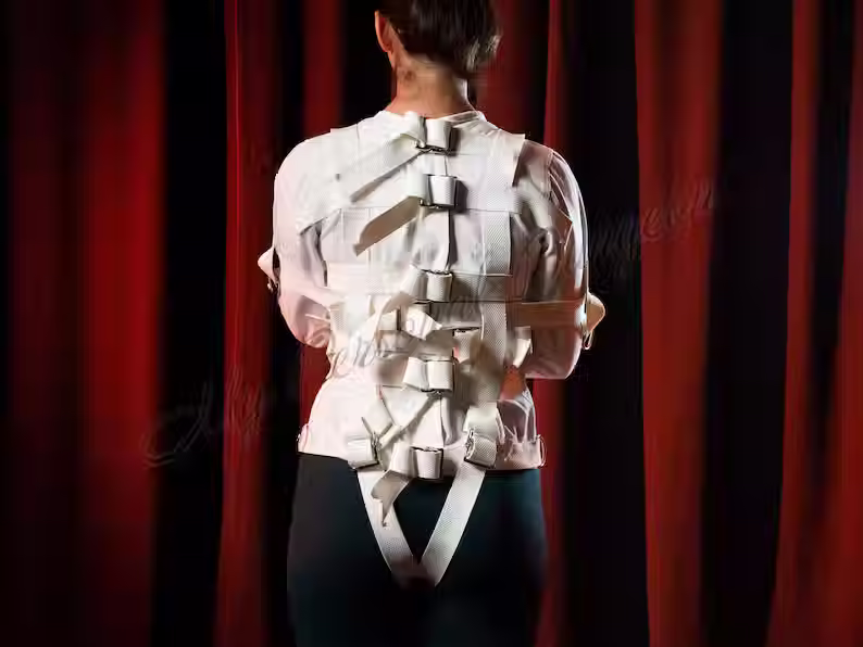 Thumbnail: Heavy straitjacket for BDSM play. Medical bondage. Dungeon restraints. Kinky