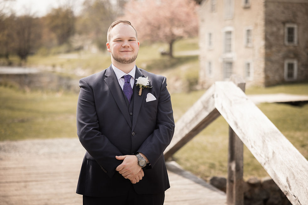 Romantic bride and groom portraits in rustic New Jersey wedding venue