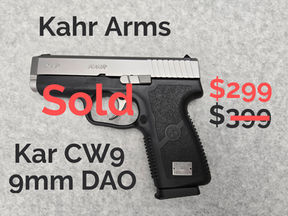 Kahr Arms Kar CW9 9mm DAO $399 -- Please call to confirm availability