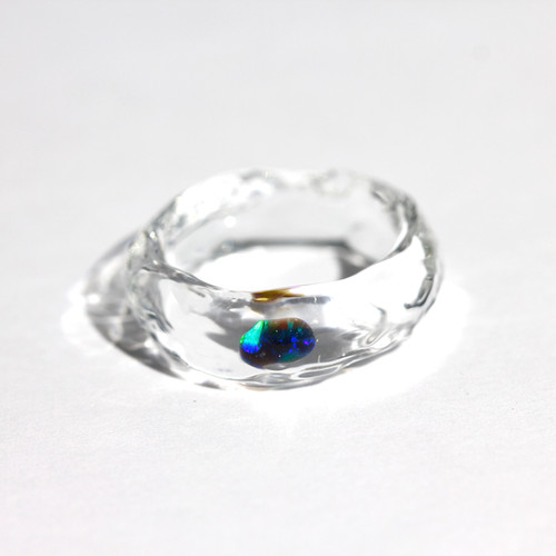 LUMIEF OPAL Straight Ring #12 Green Opal [No.0012] | SENTE