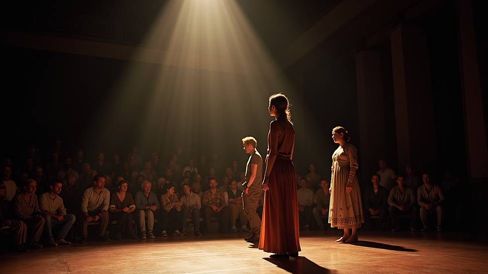Eye-level view of a stage with performers during the Idaho Shakespeare Festival