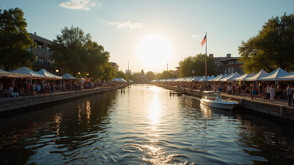 Wide angle view of the Boise River Festival with people enjoying the festivities