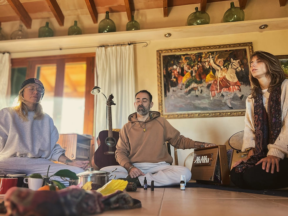 People meditating and playing music at HeartSongRetreats