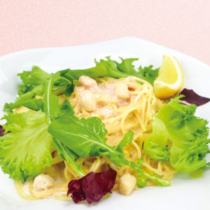 小柱と爽やかレモン　たらこクリームパスタ