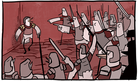 Cinna being attacked in a mutiny. Roman History Comic