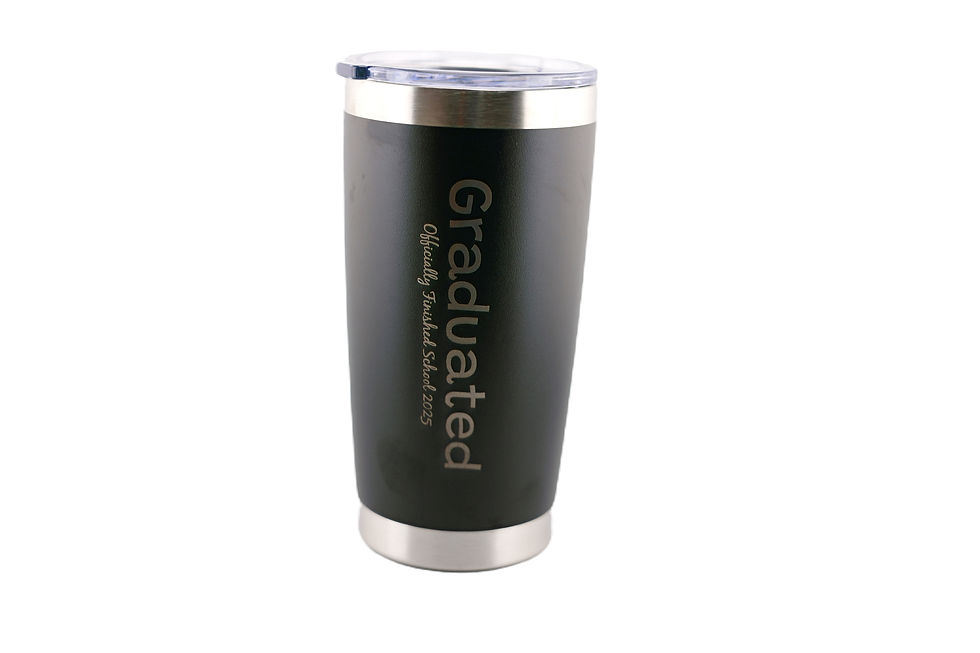 Thumbnail: Grad Tumbler in black - Graduated - officially finished school add year