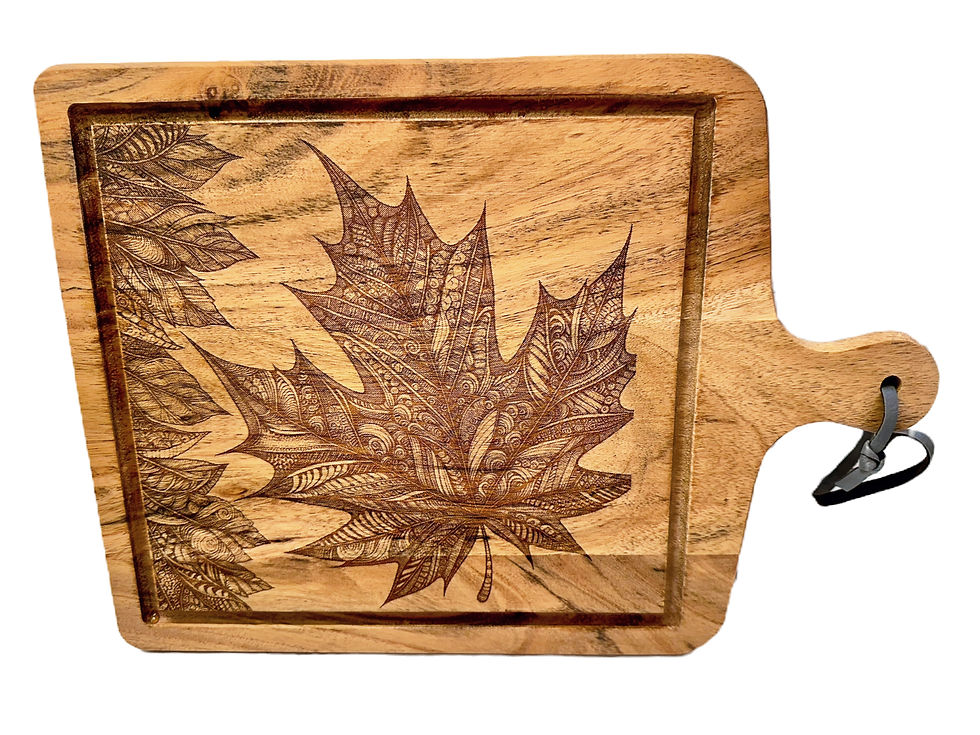 Thumbnail: Acacia Cutting Board with Maple Leaf Art