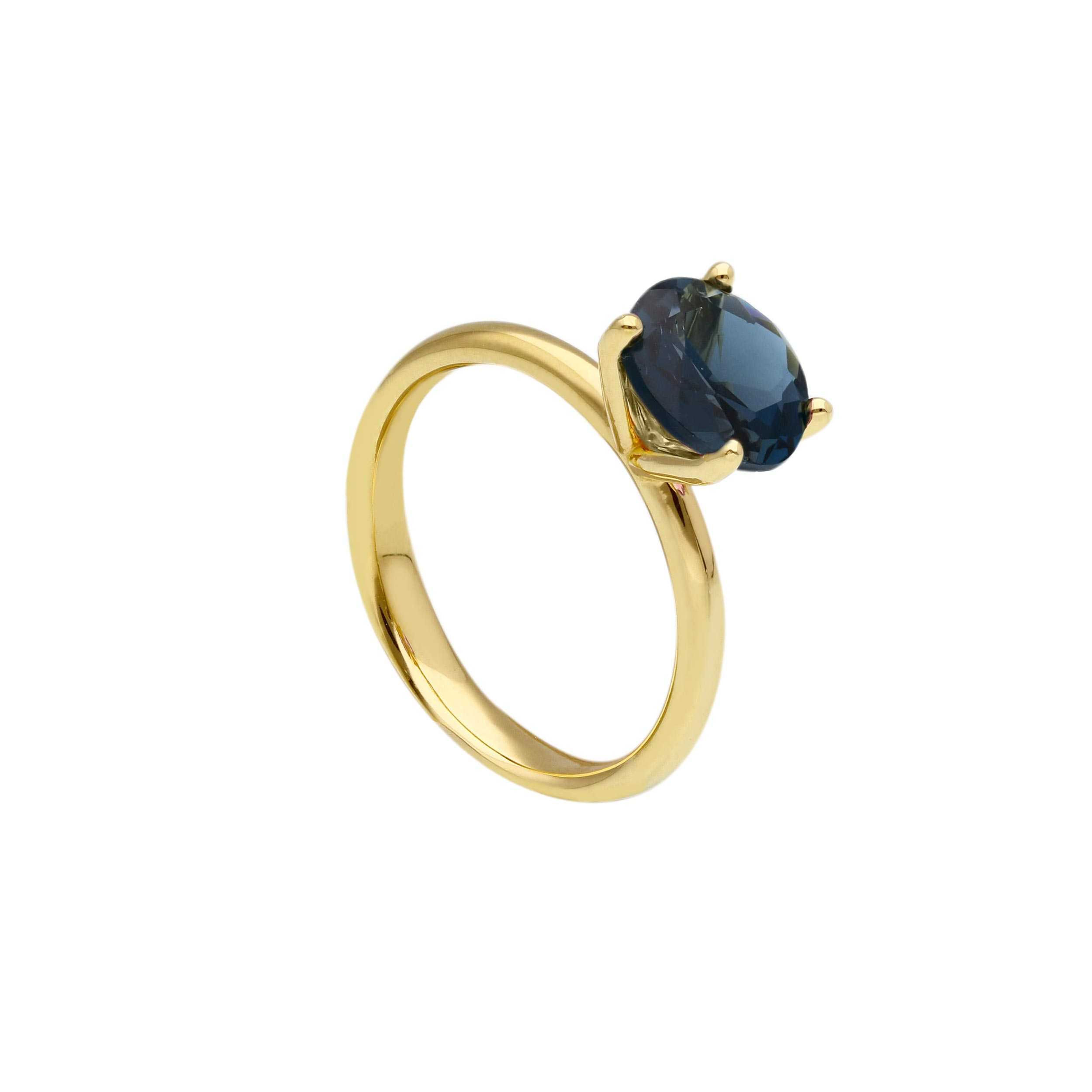 Oro 18 kt - ANELLO OG SOLITARIO BLUE LONDON 2A MISURA - ORO GIALLO