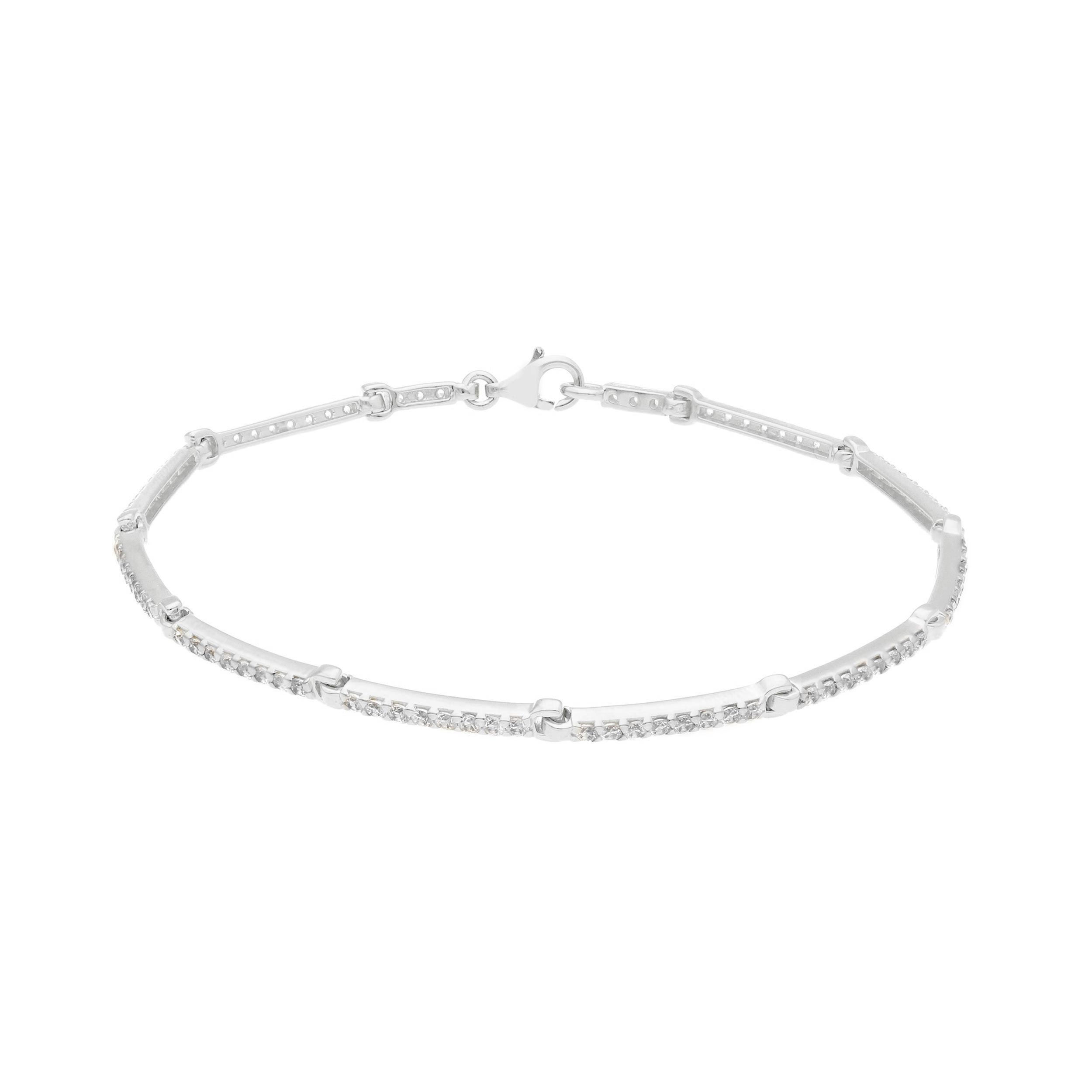 Oro 18 kt - BRACCIALE OB CON ZIRCONI 19 CM - ORO BIANCO - 19cm