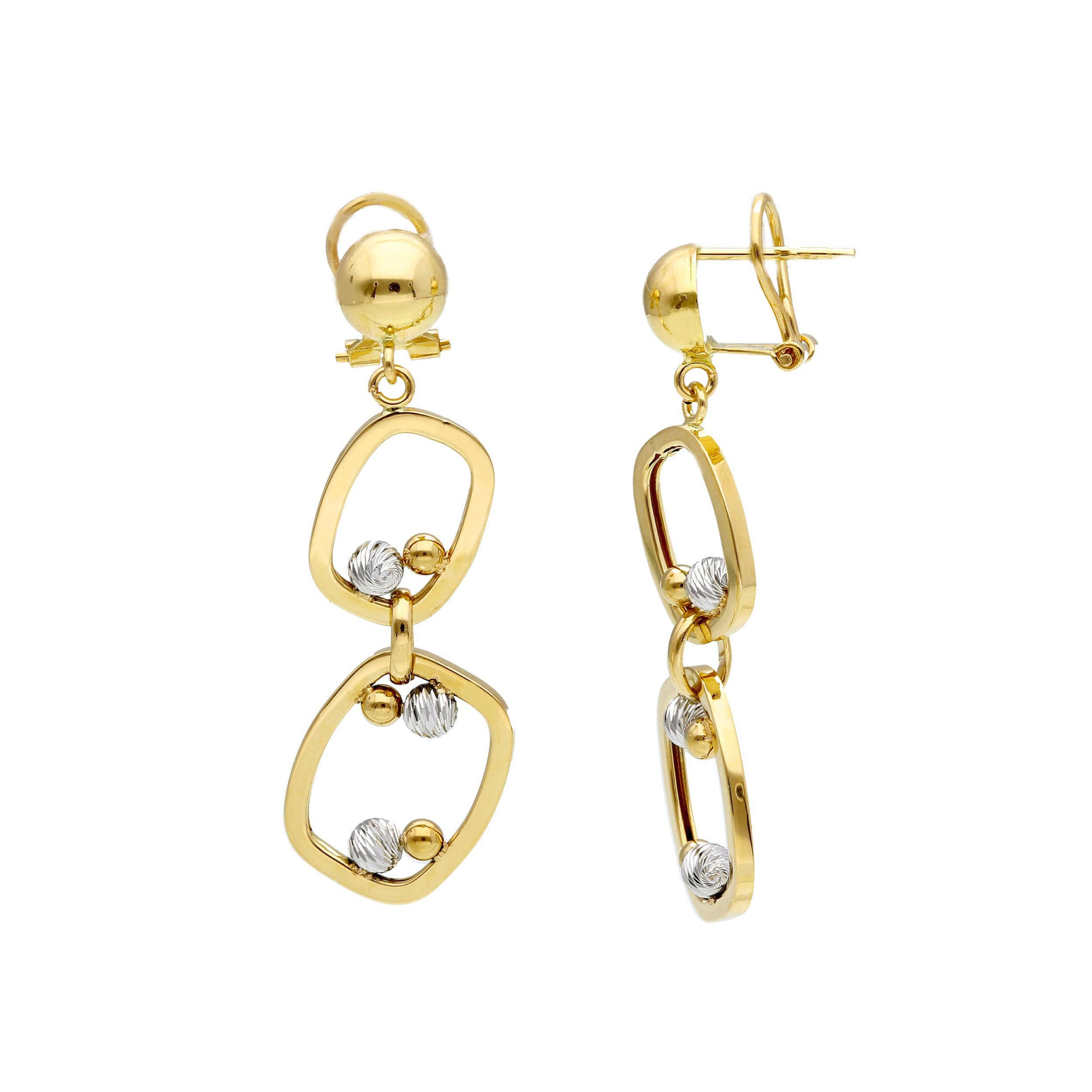 Oro 18 kt - ORECCHINI OGB PENDENTI - ORO GIALLO E BIANCO