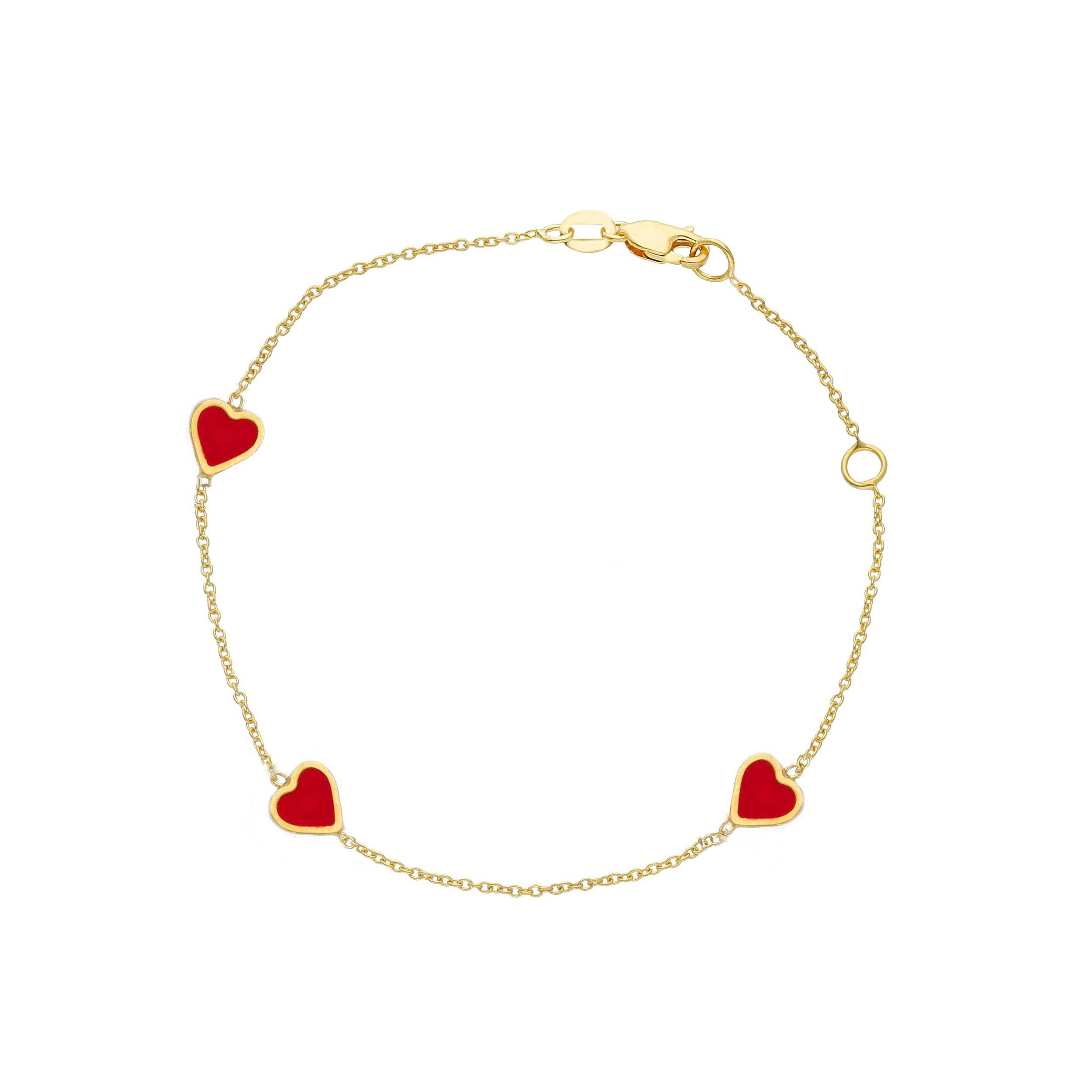 Oro 18 kt - BRACCIALE OG 3 CUORE SMALTO - ORO E SMALTO - 14+2cm