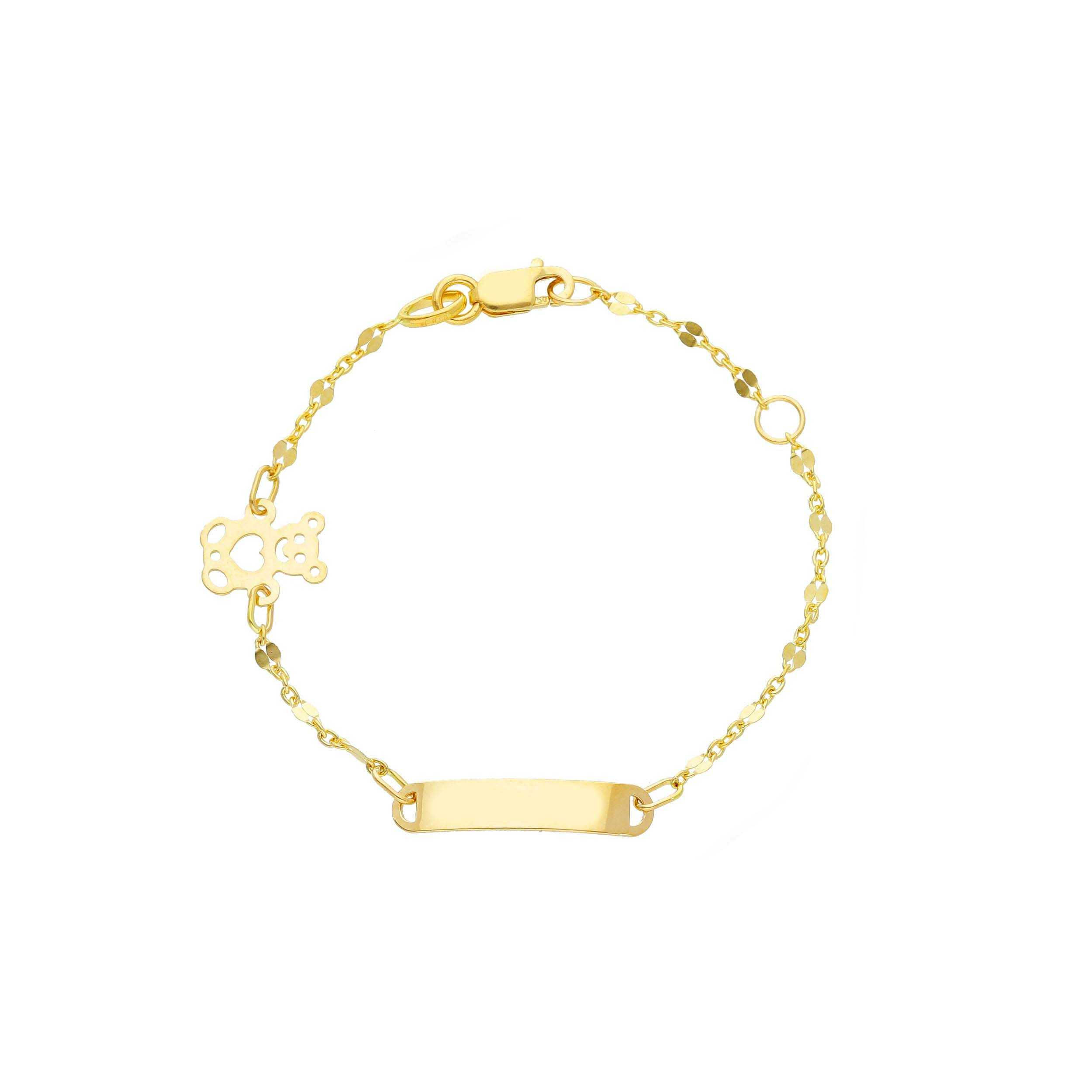 Oro 18 kt - BRACCIALE BABY TARGA ORSETTO - ORO GIALLO - 14cm