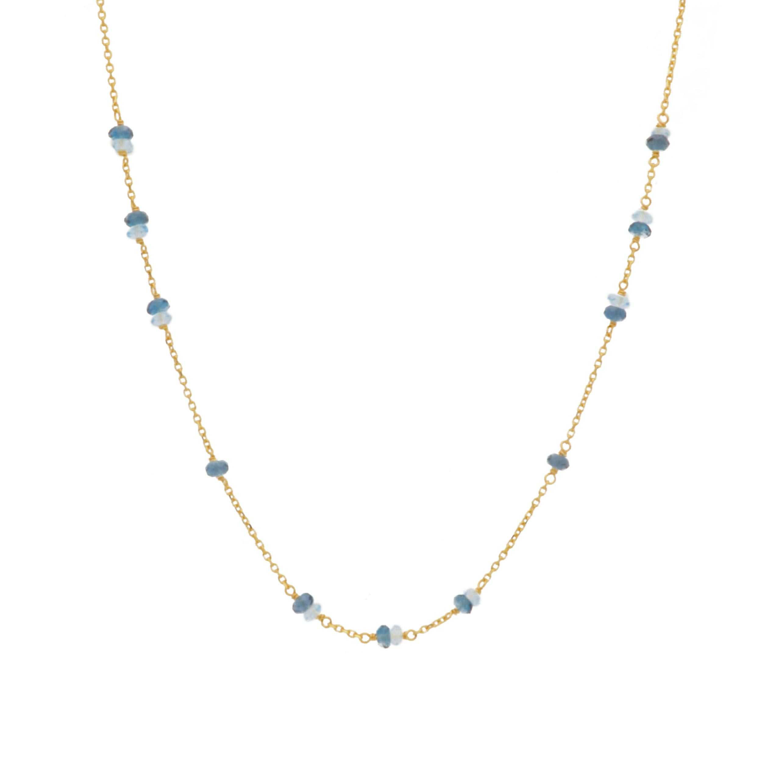 Oro 18 kt - GIROCOLLO OG CON TOPAZIO AZZ-TOP LONDON BLUE - ORO GIALLO - 42+3cm