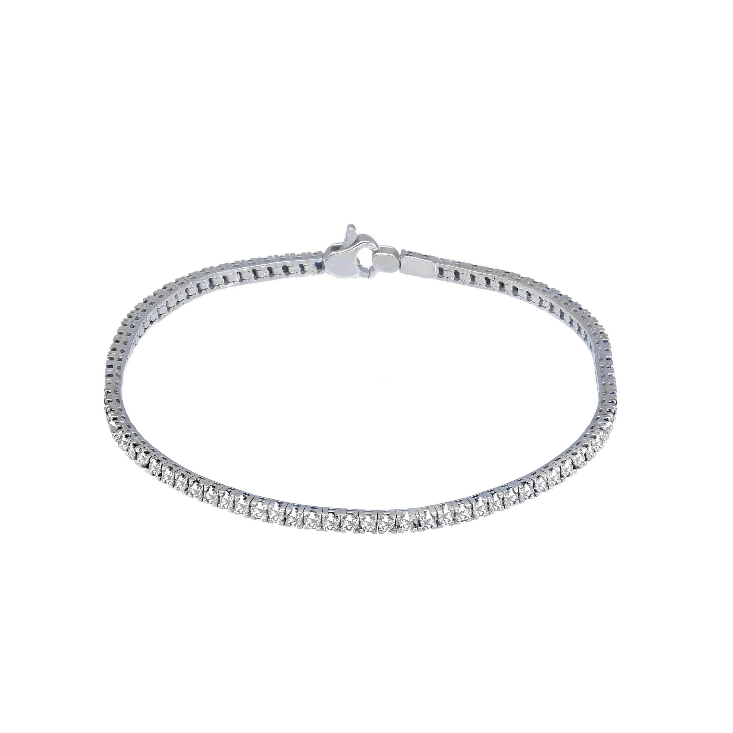 Oro 18 kt - BRA TENNIS GRIF QUADRO DIAM 1.75 OB ZIRC - ORO BIANCO - 20cm