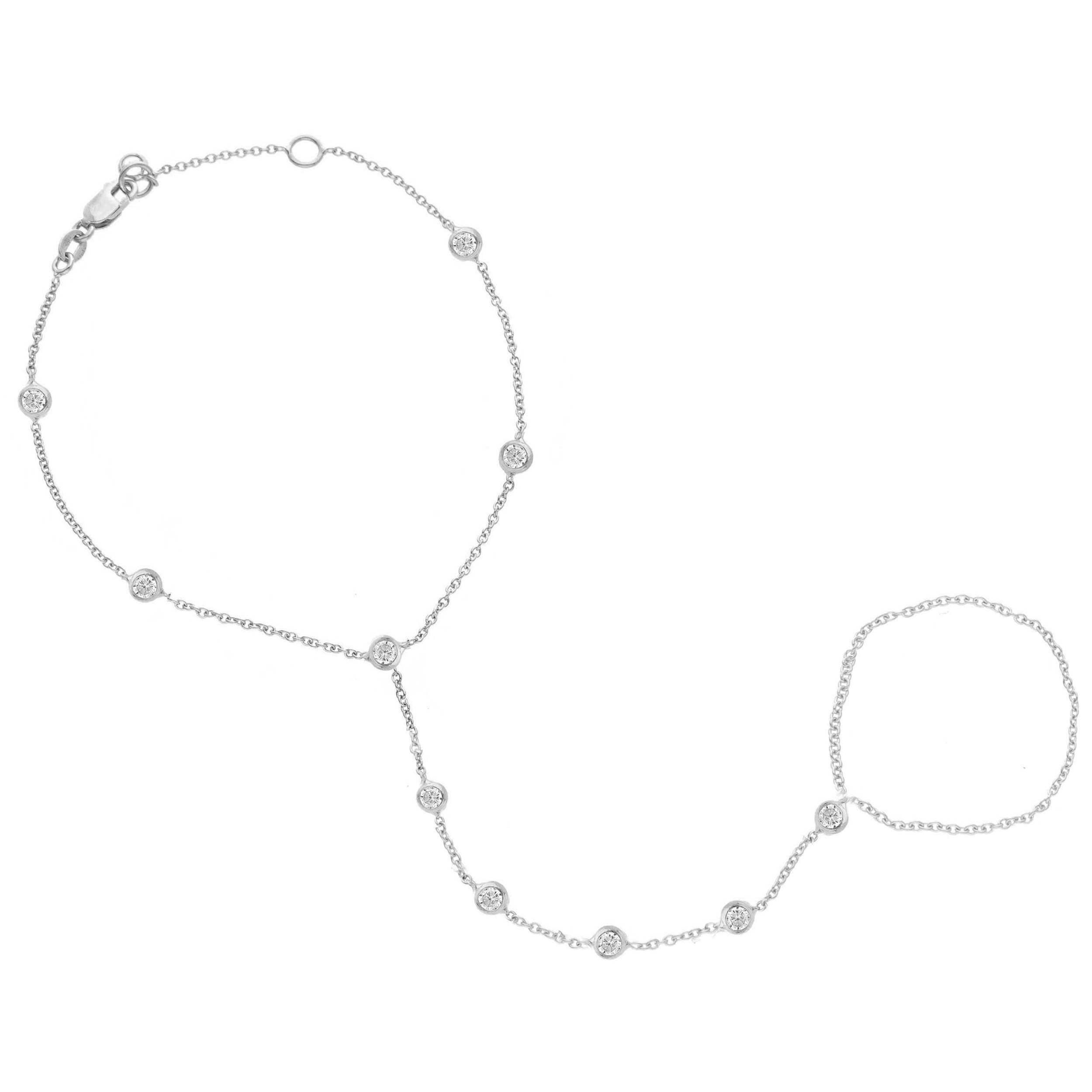 Oro 18 kt - BACIAMANO FLESSIBILE OB + ZIR - ORO BIANCO - 20cm