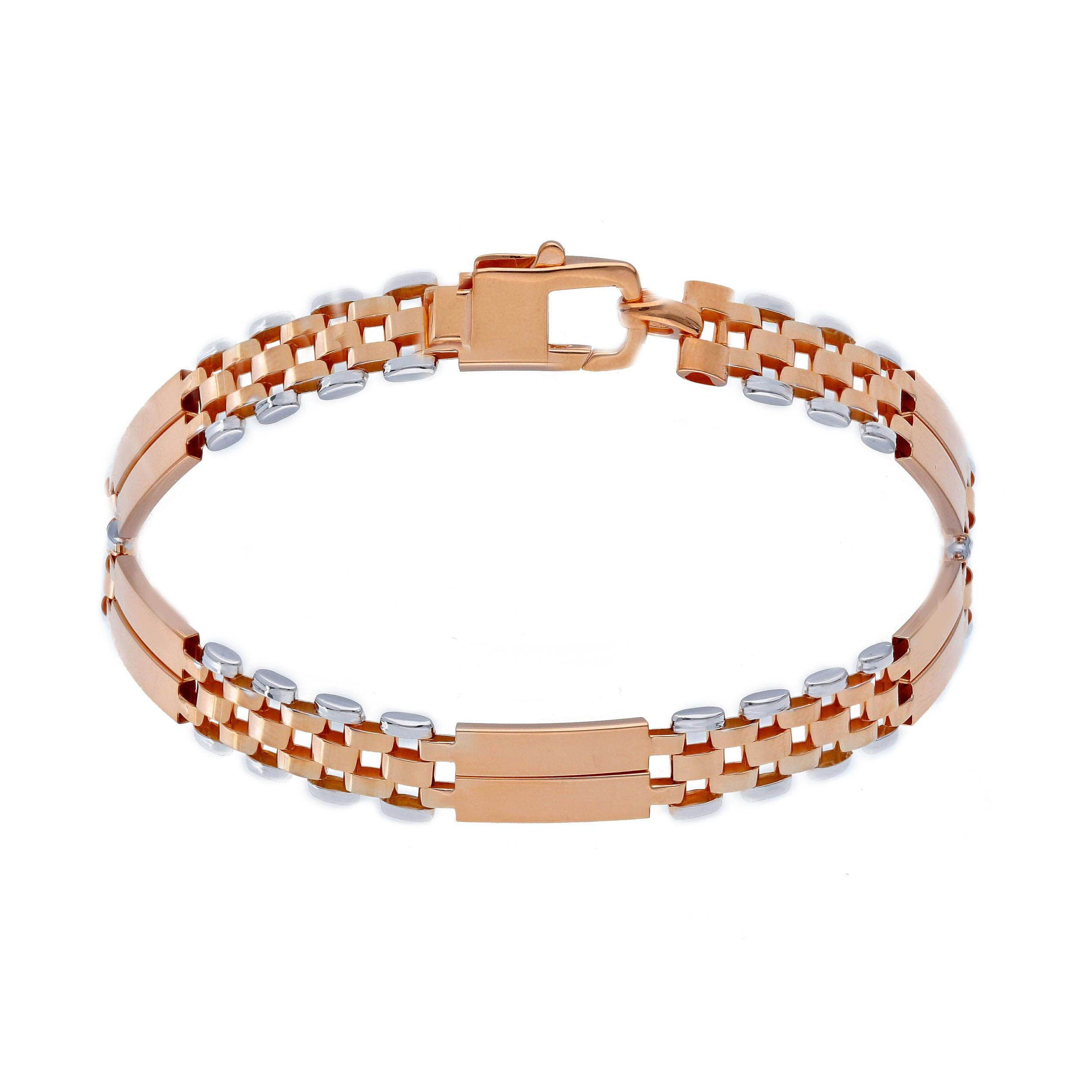 Oro 18 kt - BRACCIALE UOMO ORB CM 21 - ORO ROSA E BIANCO - 21cm