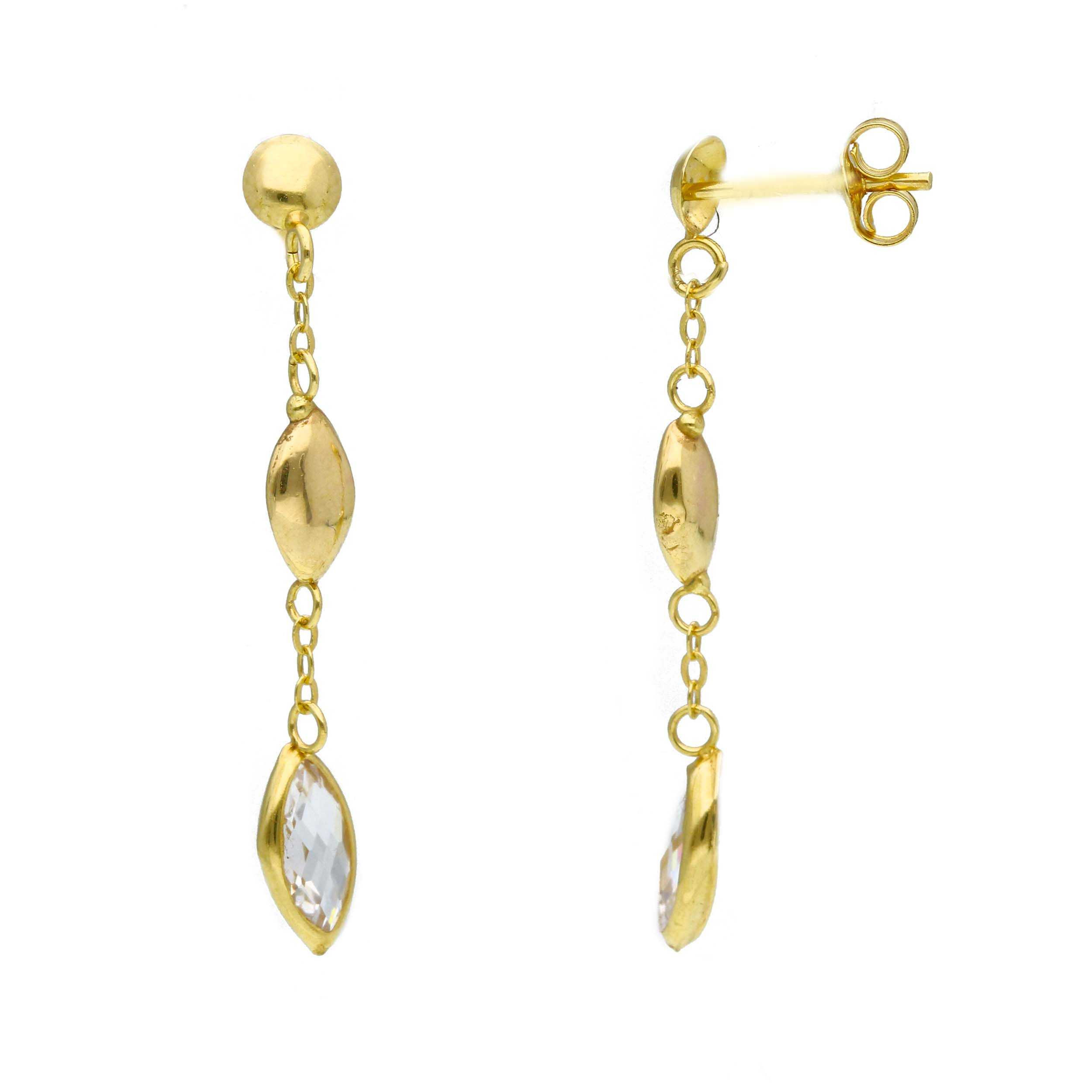 Oro 18 kt - ORE OG PENDENTI CON PIETRE BIANCHE ED ELEMENTI - ORO GIALLO