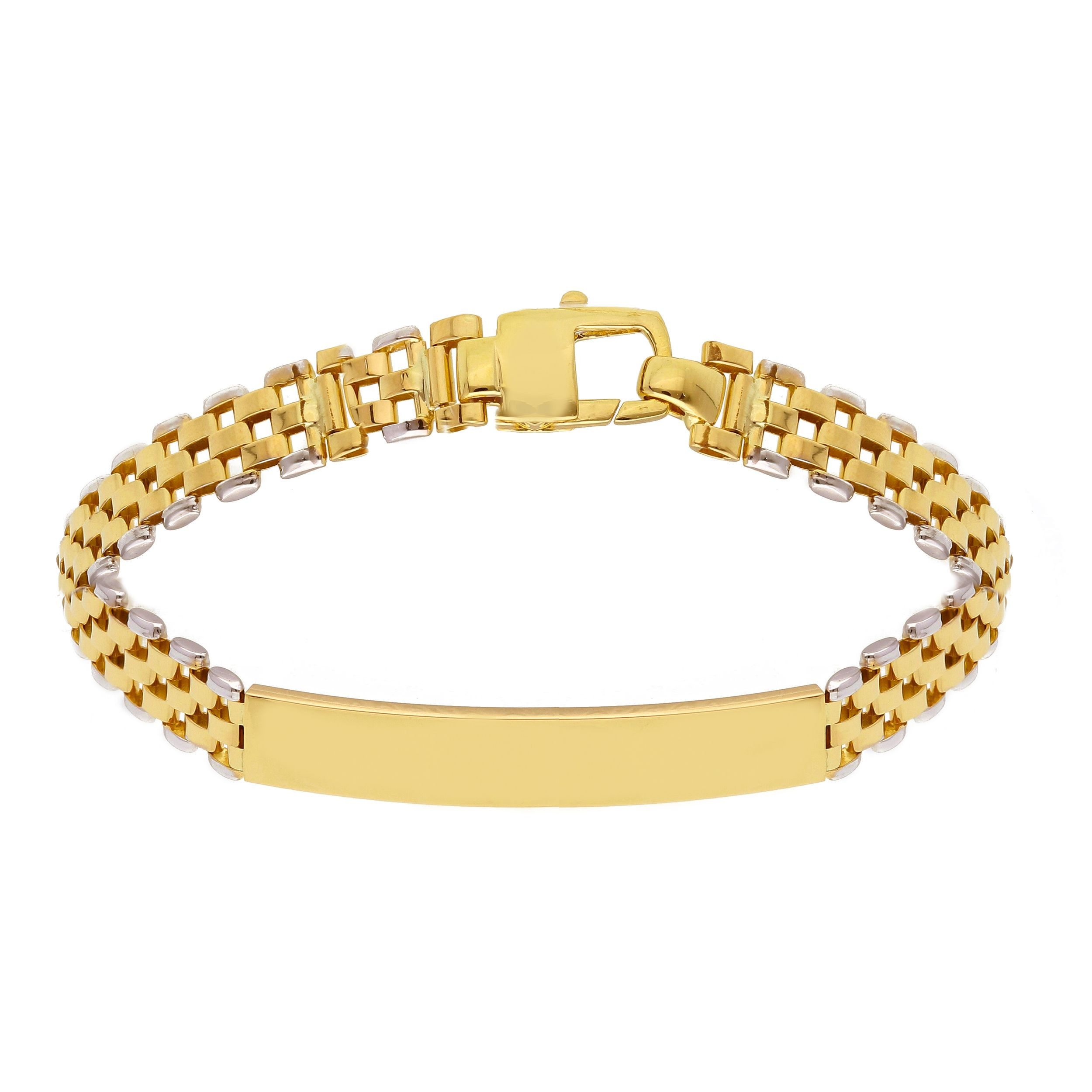 Oro 18 kt - BRACCIALE UOMO OGB CON TARGA CM 21 - ORO GIALLO E BIANCO - 21cm