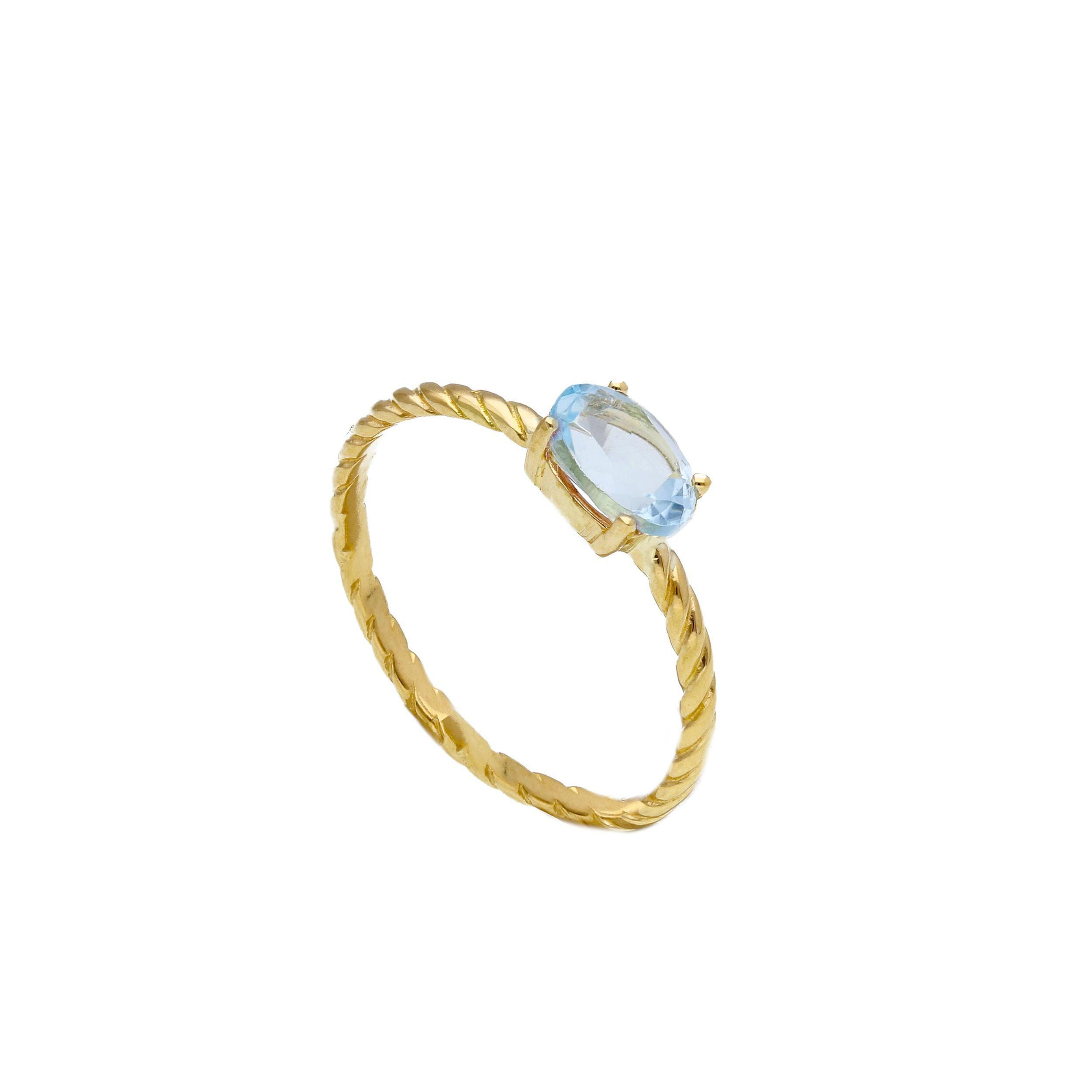 Oro 18 kt - ANELLO OG CON TOPAZIO AZZURRO - ORO GIALLO