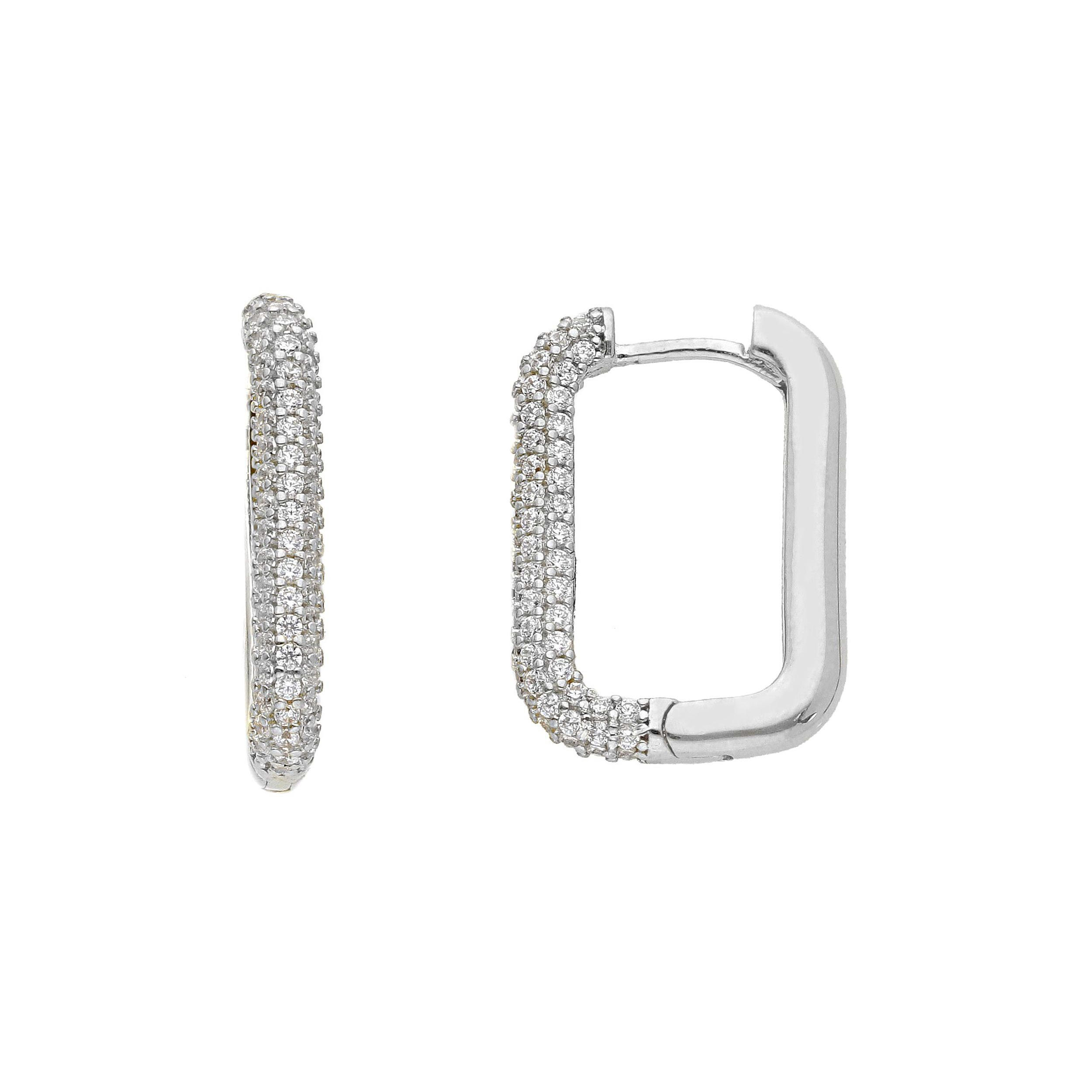 Oro 18 kt - ORECCHINO SCATTINO OB OVALI CON PIETRA - ORO BIANCO