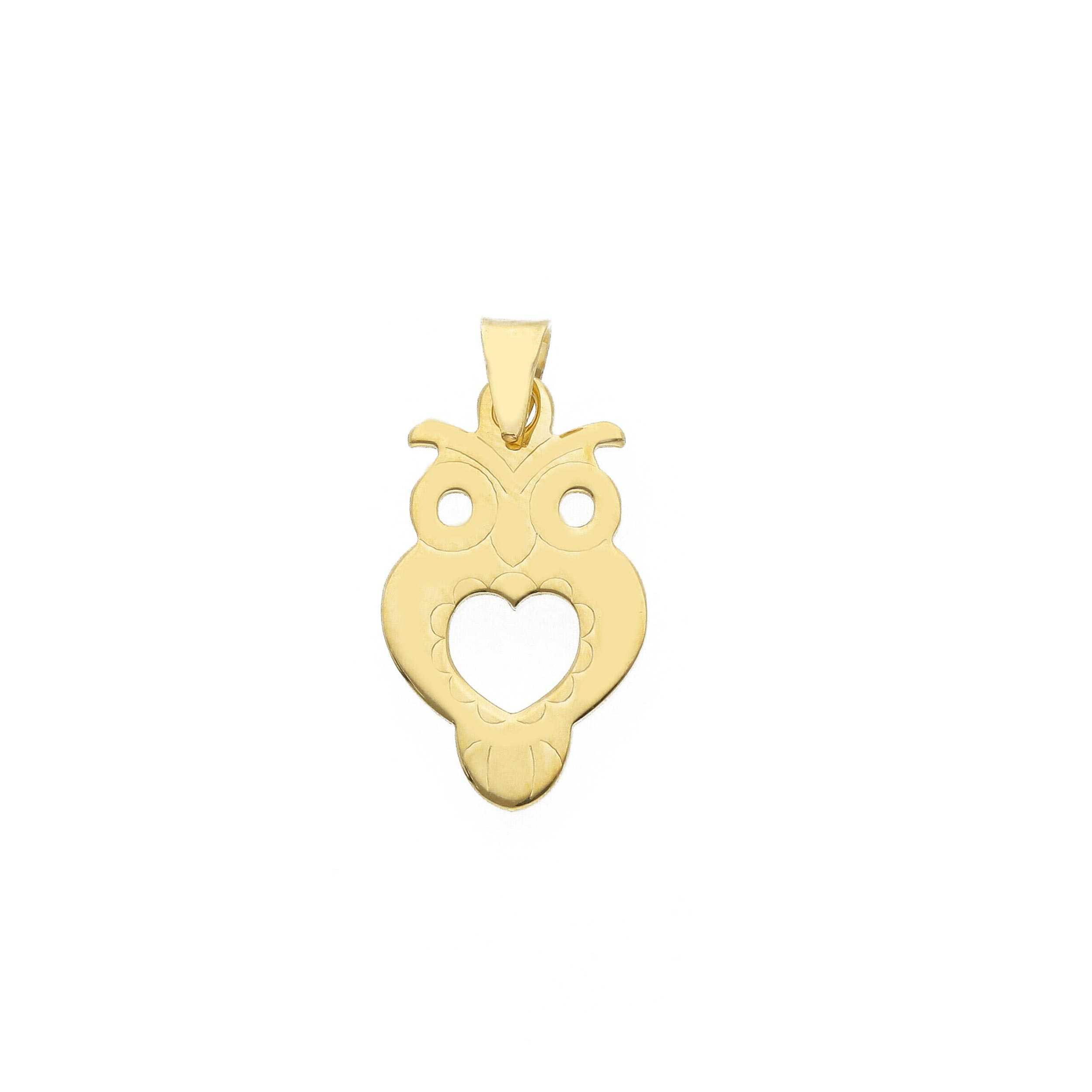 Oro 18 kt - CIONDOLO OG GUFO CON CUORE - ORO GIALLO